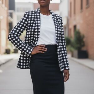 Banana Republic Checkered Blazer New Size 10 Bold Gingham Print Statement Career